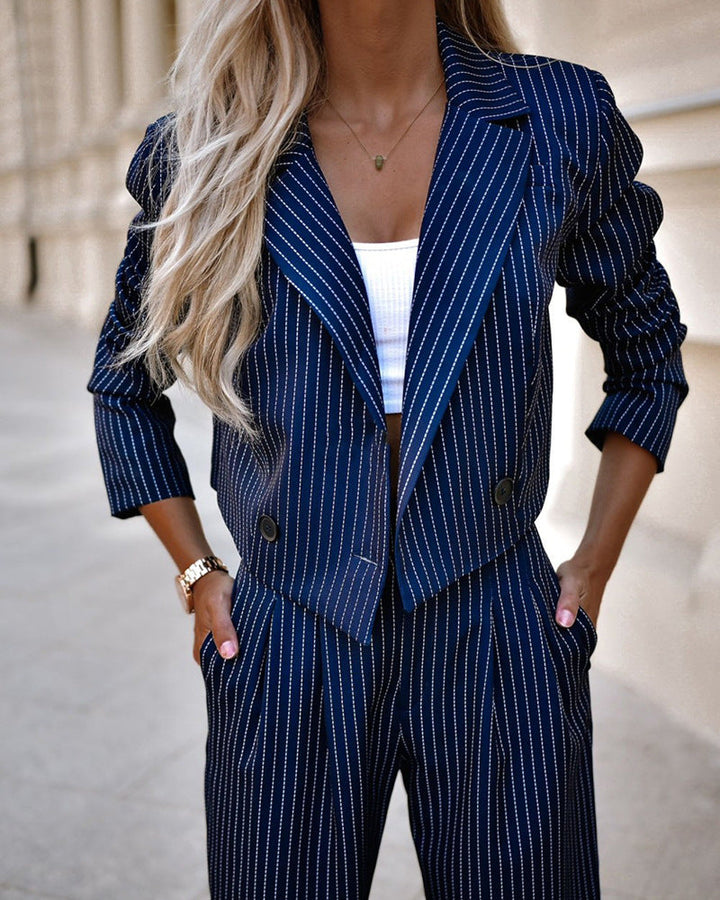 TailoredStripe Suit Set