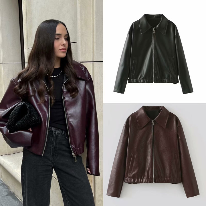 SleekEdge Leather Coat