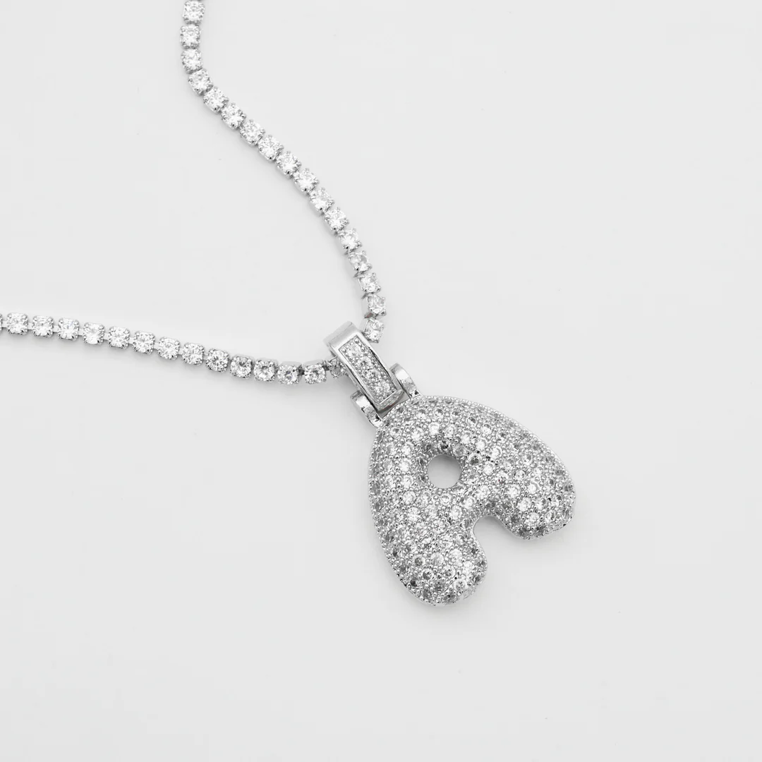 ICY Bubble Letter Initial Necklace