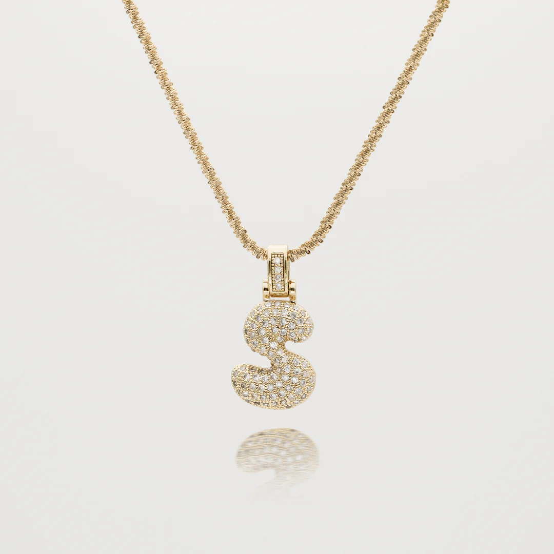 ICY Bubble Letter Initial Necklace