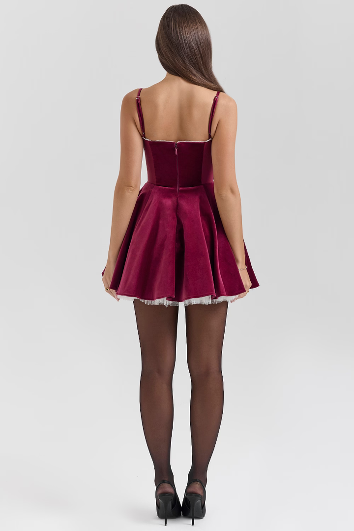 Burgundy Velvet Mini Dress