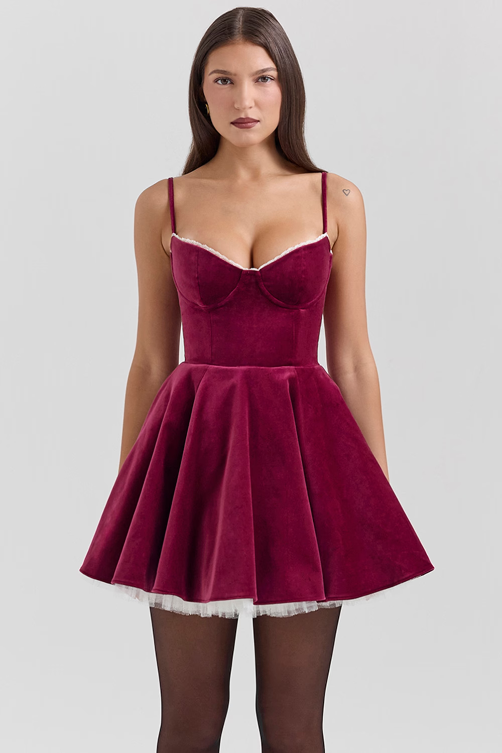 Burgundy Velvet Mini Dress